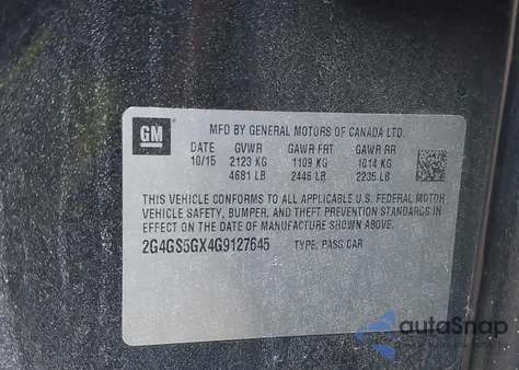 2016 Buick Regal Turbo Premium Ii z USA, uszkodzony, nr VIN 2G4GS5GX4G9127645